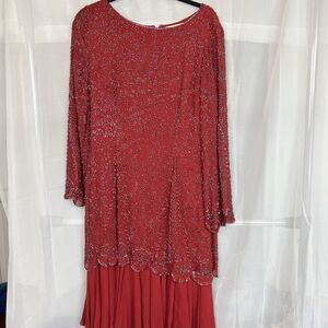 vintage Black Tie Oleg Cassini beaded silk chiffon layered formal dress sz 12